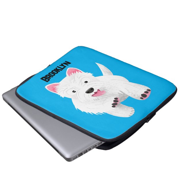 Housse Pour Ordinateur Portable Caricature blanche de terrier de l'ouest (Devant bas)