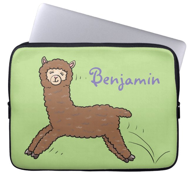 Housse Pour Ordinateur Portable Caricature d'alpaga brun joli (Devant)