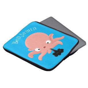 Housse Pour Ordinateur Portable Caricature de bébé pieuvre rose mignonne humour