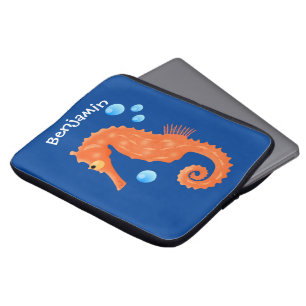 Housse Pour Ordinateur Portable Caricature de bulles d'hippocampe orange