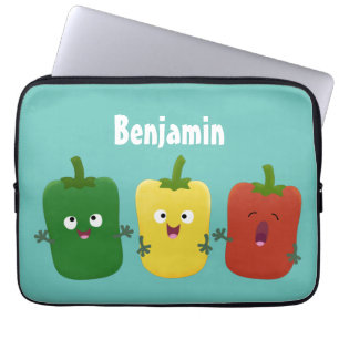 Housse Pour Ordinateur Portable Caricature de chant trio capsicum poivre clair