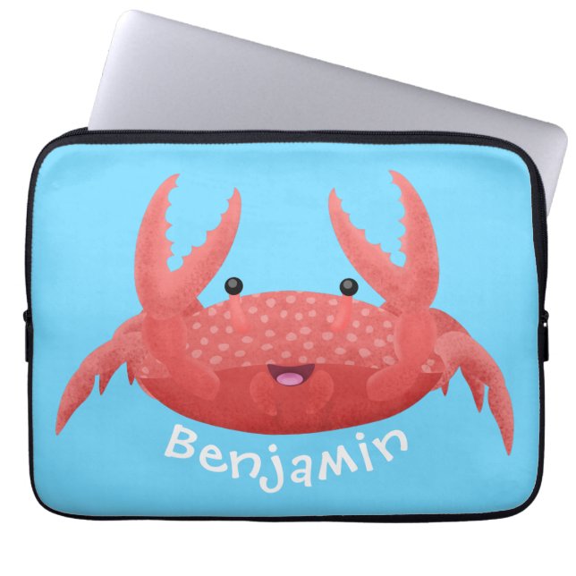 Housse Pour Ordinateur Portable Caricature de crabe rouge cuite (Devant)