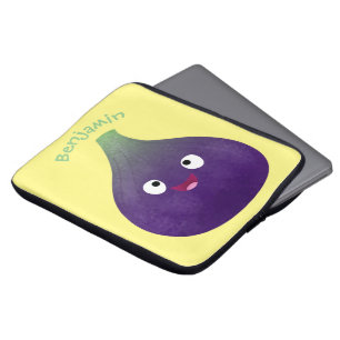 Housse Pour Ordinateur Portable Caricature de fruits mauve joyeux aux figues