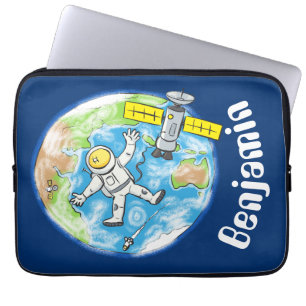 Housse Pour Ordinateur Portable Caricature de la terre de l'astronaute