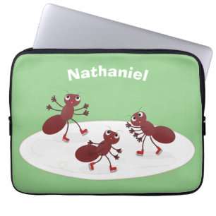 Housse Pour Ordinateur Portable Caricature de patinage sur glace de Happy red four