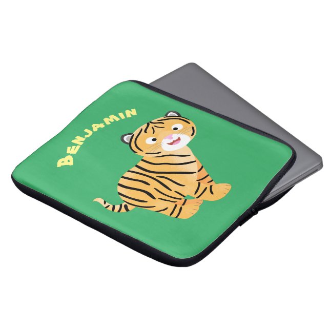 Housse Pour Ordinateur Portable Caricature de petit tigre joyeux (Devant haut)