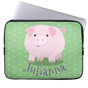 Housse Pour Ordinateur Portable Caricature de porc mignon rose pot vendue