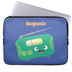 Housse Pour Ordinateur Portable Caricature de radio rétro amusante