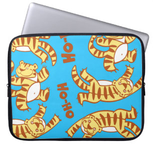 Housse Pour Ordinateur Portable Caricature De Tiger Cubs : Drôle Sans Seamless.
