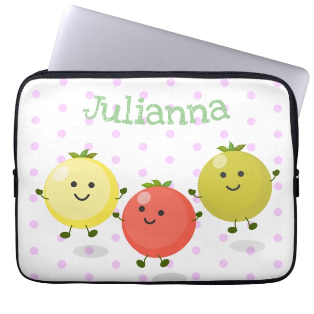 Housse Pour Ordinateur Portable Caricature de tomates cerises mûres (Devant)