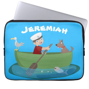 Housse Pour Ordinateur Portable Caricature de voilier et de canot à rames garçon m