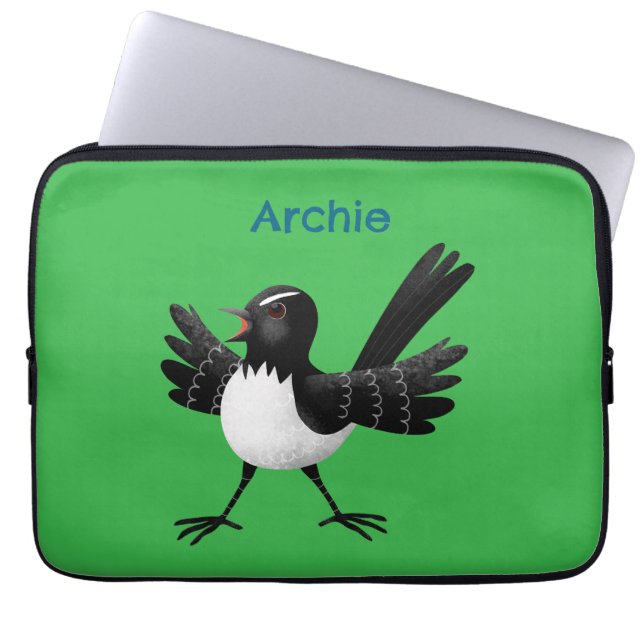 Housse Pour Ordinateur Portable Caricature de Willie Wagtail australienne personna (Devant)