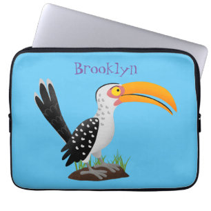 Housse Pour Ordinateur Portable Caricature d'oiseau de safari de barbecue jaune am