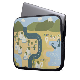 Housse Pour Ordinateur Portable Caricature élégante paysage carte de voyage