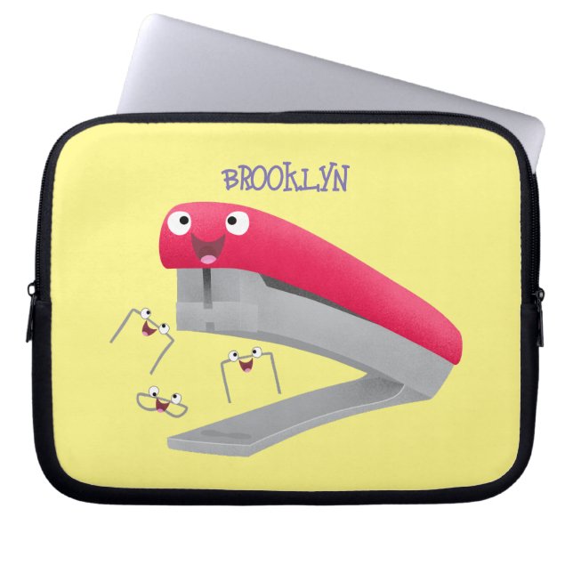 Housse Pour Ordinateur Portable Caricature en agrafeuse rouge pâle (Devant)