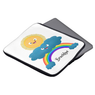 Housse Pour Ordinateur Portable Caricature en arc-en-ciel du joyeux nuage de solei