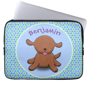 Housse Pour Ordinateur Portable Caricature en bleu pour chien de chiot joyeux