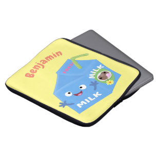 Housse Pour Ordinateur Portable Caricature en carton de lait joyeux