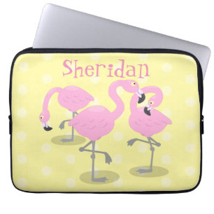 Housse Pour Ordinateur Portable Caricature en trio flamand rose mou