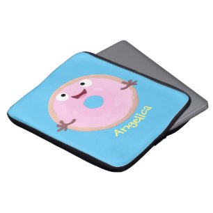 Housse Pour Ordinateur Portable Caricature joli beignet rose vitré