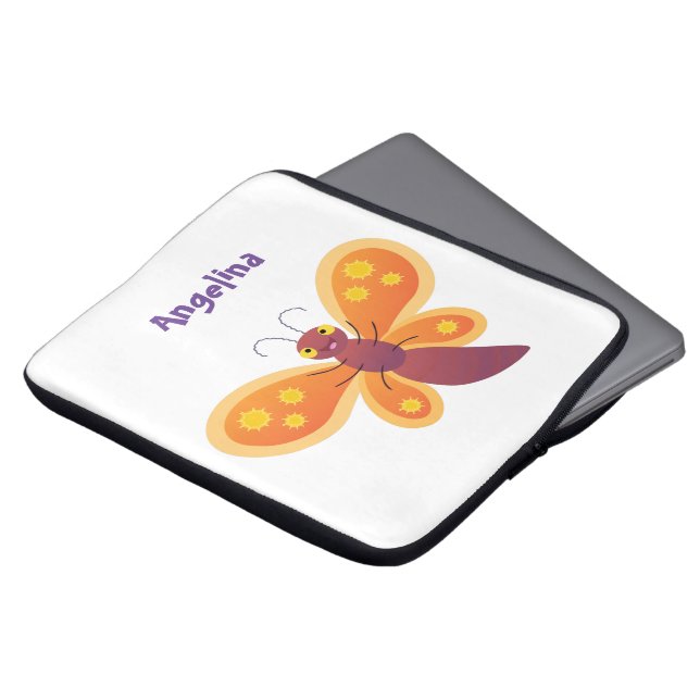 Housse Pour Ordinateur Portable Caricature joli papillon orange (Devant haut)