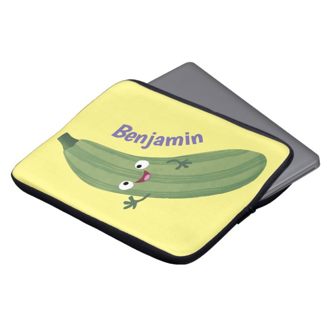 Housse Pour Ordinateur Portable Caricature joyeux de courgettes mignonnes (Devant haut)
