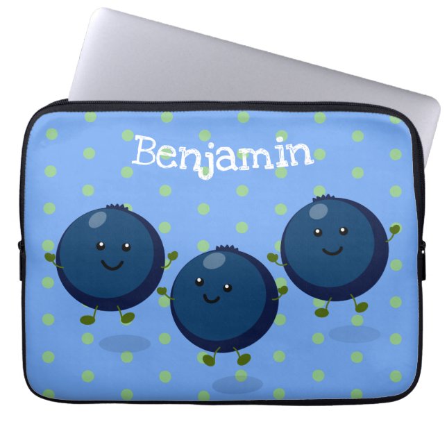 Housse Pour Ordinateur Portable Caricature mignonne de bleuets violets (Devant)