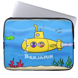 Housse Pour Ordinateur Portable Caricature sous-marine joyeuse