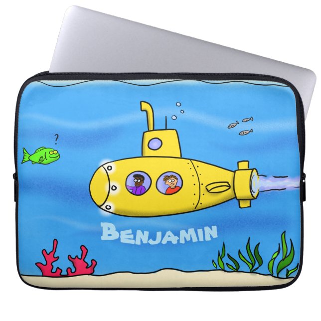 Housse Pour Ordinateur Portable Caricature sous-marine joyeuse (Devant)