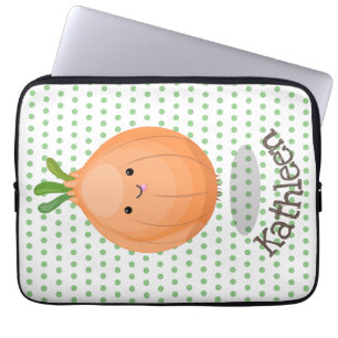 Housse Pour Ordinateur Portable Caricature vert oignon brun joli