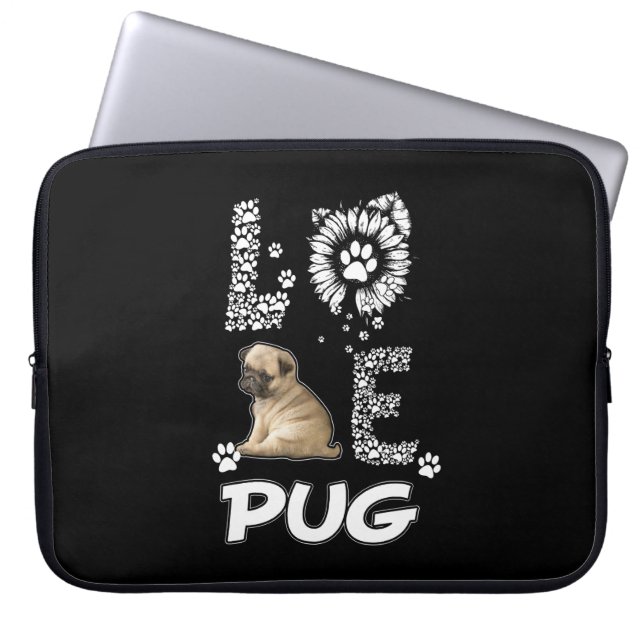 Housse Pour Ordinateur Portable Carlin chien Flower Lover (Devant)