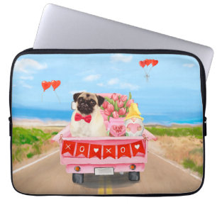 Housse Pour Ordinateur Portable Carlin Chien Saint-Valentin Coeurs de camion