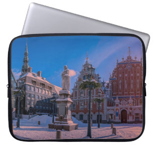 Housse Pour Ordinateur Portable Carré de la mairie de Riga en hiver