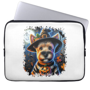 Housse Pour Ordinateur Portable Carré Halloween Chien Terrier