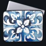 Housse Pour Ordinateur Portable Carreau de Cobalt II<br><div class="desc">Carreau de Cobalt II par Grace Popp. Motif en carrelage bleu avec un design floral.</div>