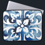 Housse Pour Ordinateur Portable Carreau de Cobalt II<br><div class="desc">Carreau de Cobalt II par Grace Popp. Motif en carrelage bleu avec un design floral.</div>