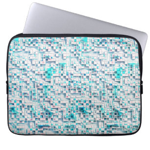 Housse Pour Ordinateur Portable Carreaux bleus de style brut texturé, carré en mos