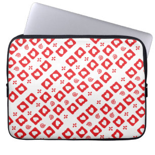 Housse Pour Ordinateur Portable Carreaux de coeur rouge mosaïque