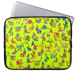 Housse Pour Ordinateur Portable Carreaux de Motif Animaux Abstraits
