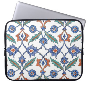 Housse Pour Ordinateur Portable Carreaux turcs médiévaux : Ornement floral.