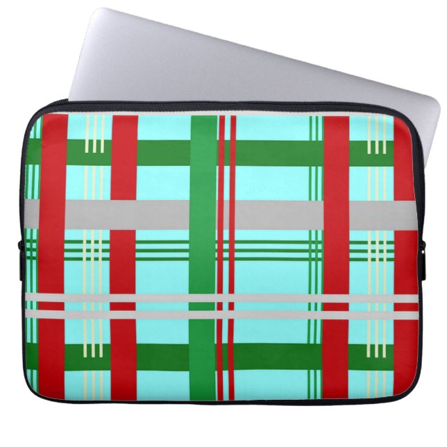Housse Pour Ordinateur Portable Carrelage bleu, vert et rouge vif (Devant)