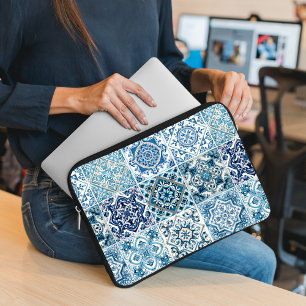 Housse Pour Ordinateur Portable Carrelage méditerranéen, Portugais, Azulejo, Majol