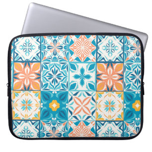 Housse Pour Ordinateur Portable Carrelage orange et bleu