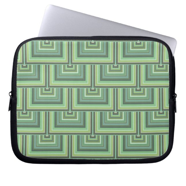 Housse Pour Ordinateur Portable Carrés écailles vert olive motif (Devant)
