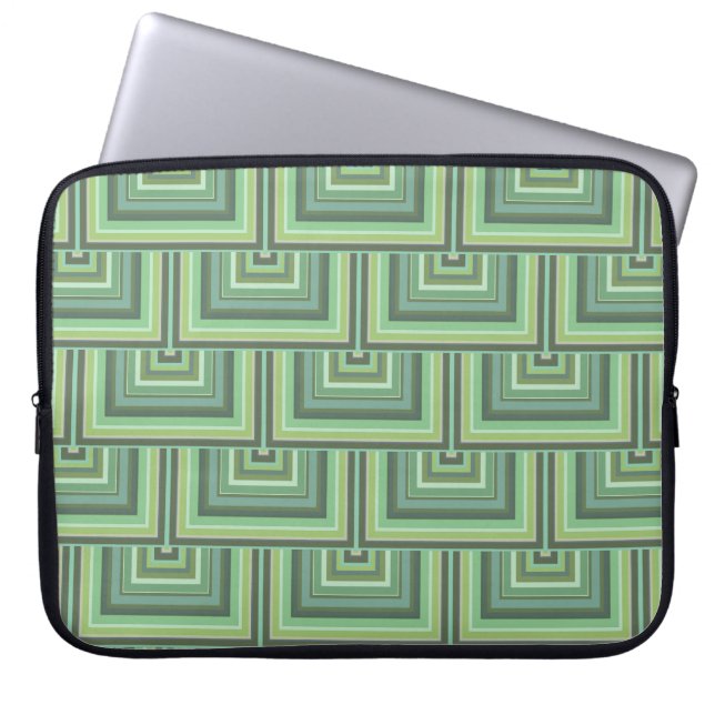 Housse Pour Ordinateur Portable Carrés écailles vert olive motif (Devant)
