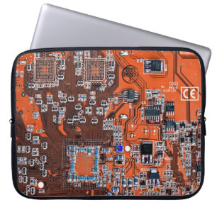 Housse Pour Ordinateur Portable Carte de circuit Geek d'ordinateur Orange