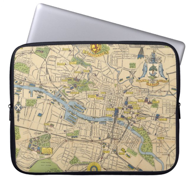 Housse Pour Ordinateur Portable Carte de Glasgow, Angleterre (Devant)