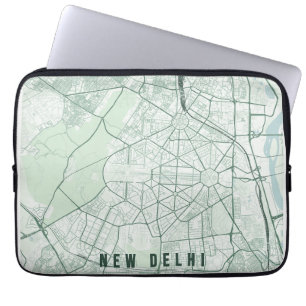 Housse Pour Ordinateur Portable Carte de la ville de New Delhi, design minimaliste