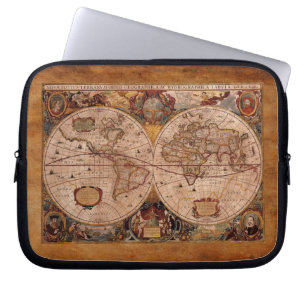 Housse Pour Ordinateur Portable Carte de l'Ancien Monde 1630 de Henricus Hondius