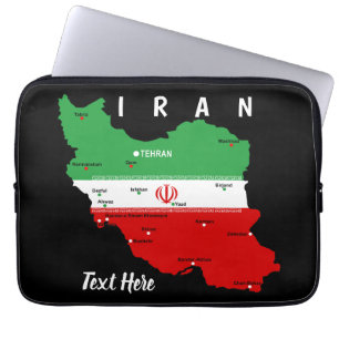 Housse Pour Ordinateur Portable Carte de l'Iran avec drapeau et emblème